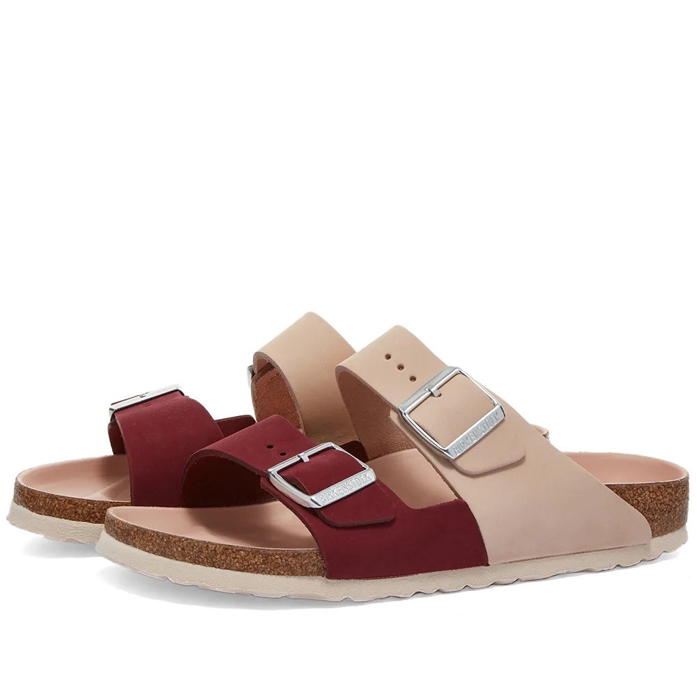 BIRKENSTOCK ARIZONA SPLIT MAROON LIGHT ROSE (burgundy & pink) Size 39
